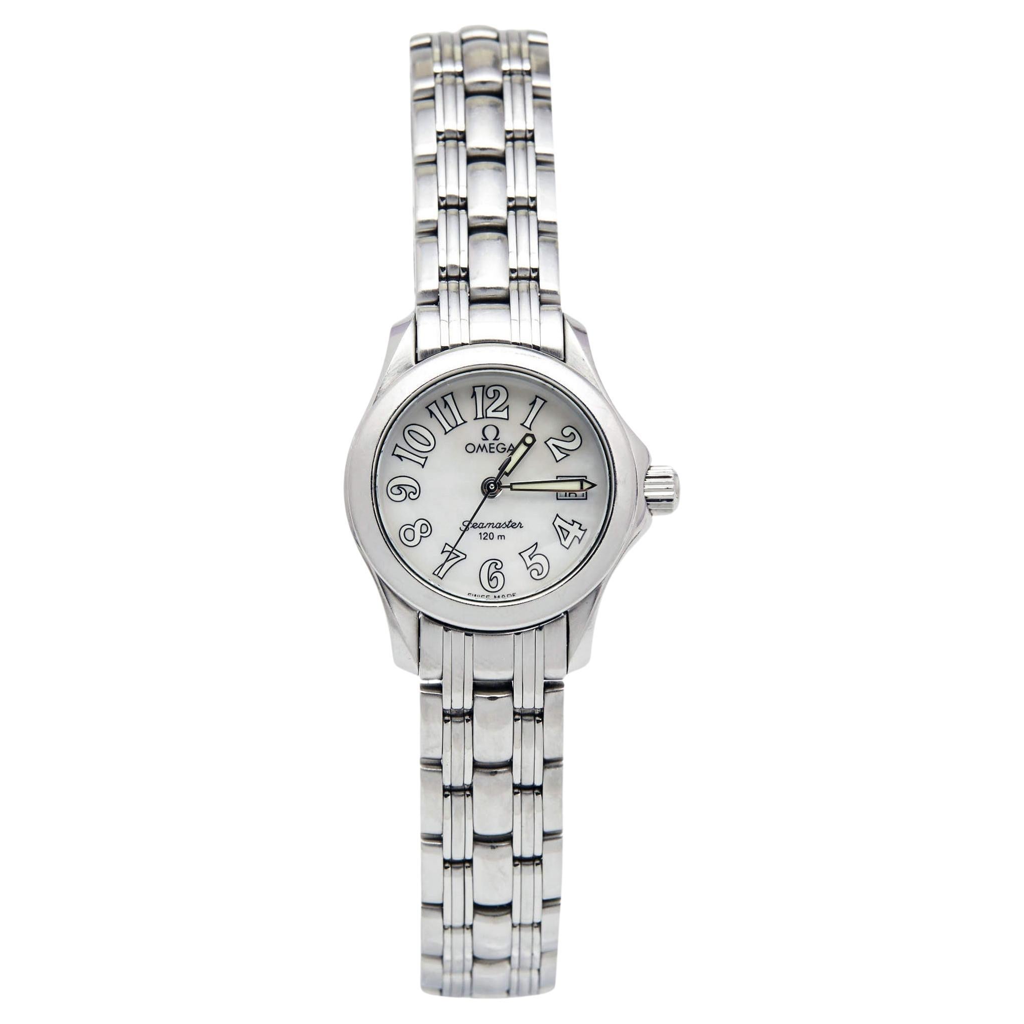 Omega Mother Of Pearl Stainless Steel Seamaster 2581.70.00 Women's Wristwatch 26