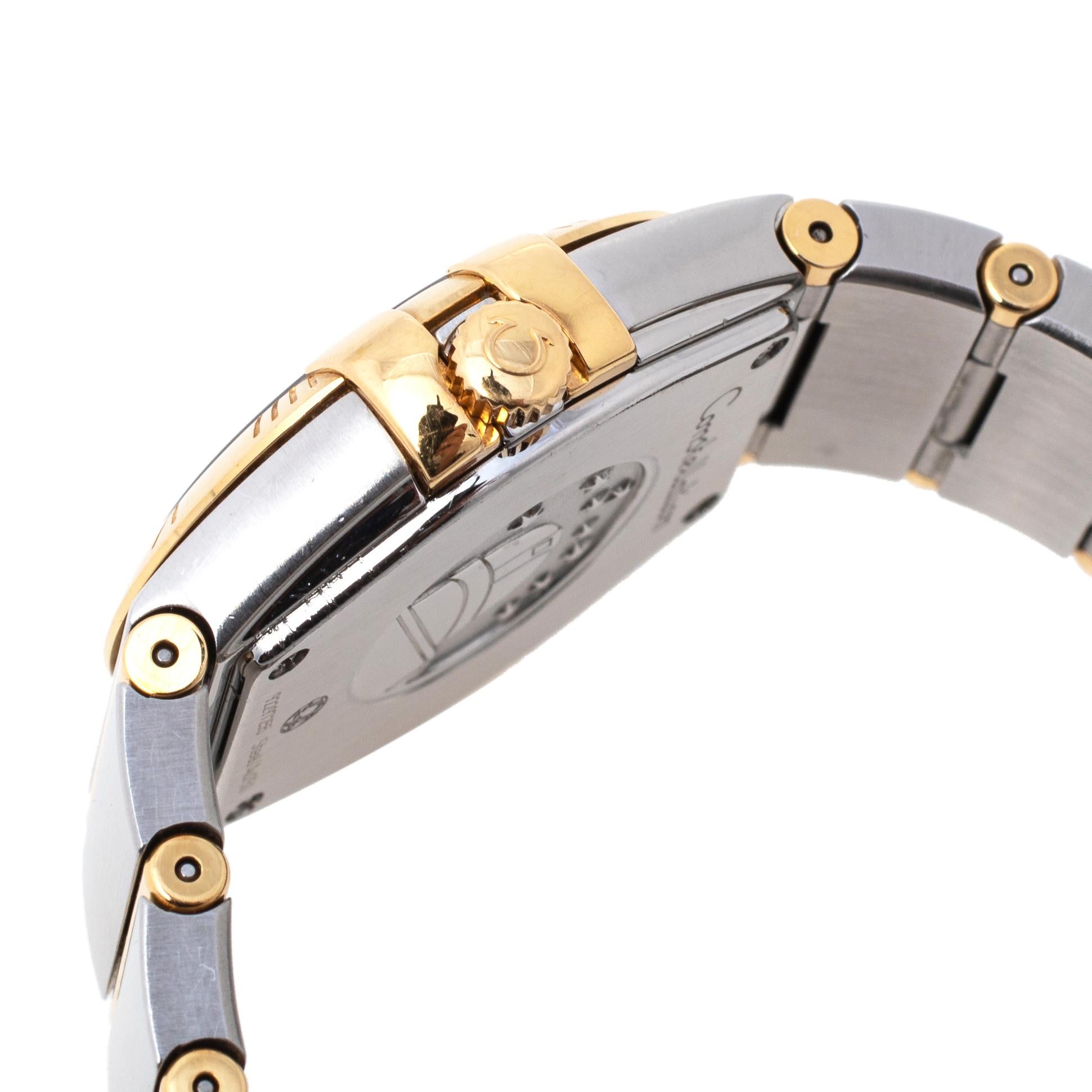 Contemporary Omega Mother of Pearl Yellow Gold & Stainless Steel  Women's Wristwatch 27 mm