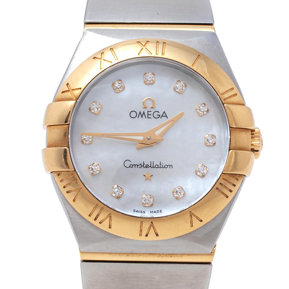 Omega Mother of Pearl Yellow Gold & Stainless Steel  Women's Wristwatch 27 mm 2