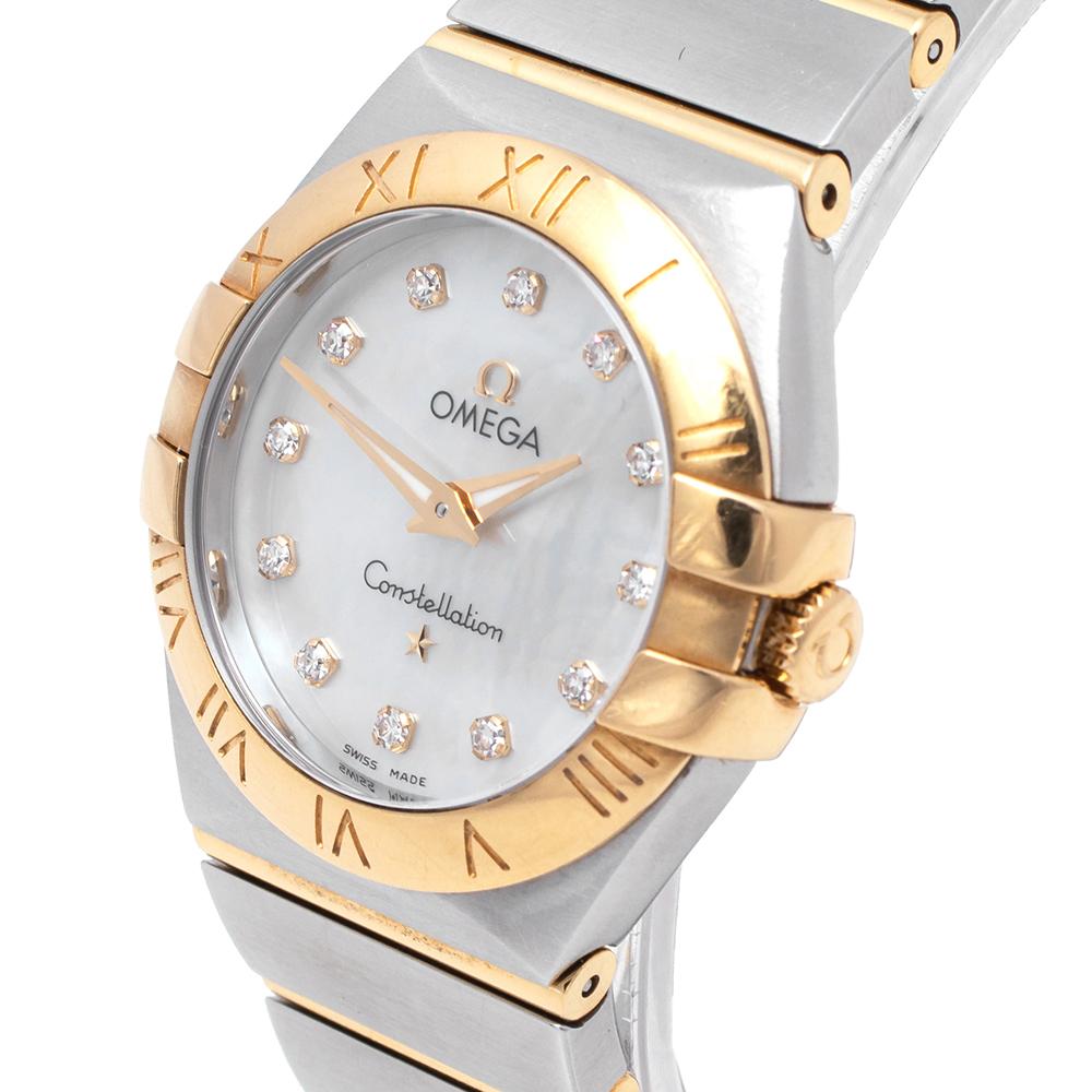 Omega Mother of Pearl Yellow Gold & Stainless Steel  Women's Wristwatch 27 mm 3