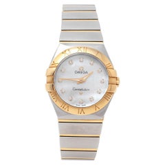 Omega Mother of Pearl Yellow Gold & Stainless Steel  Women's Wristwatch 27 mm