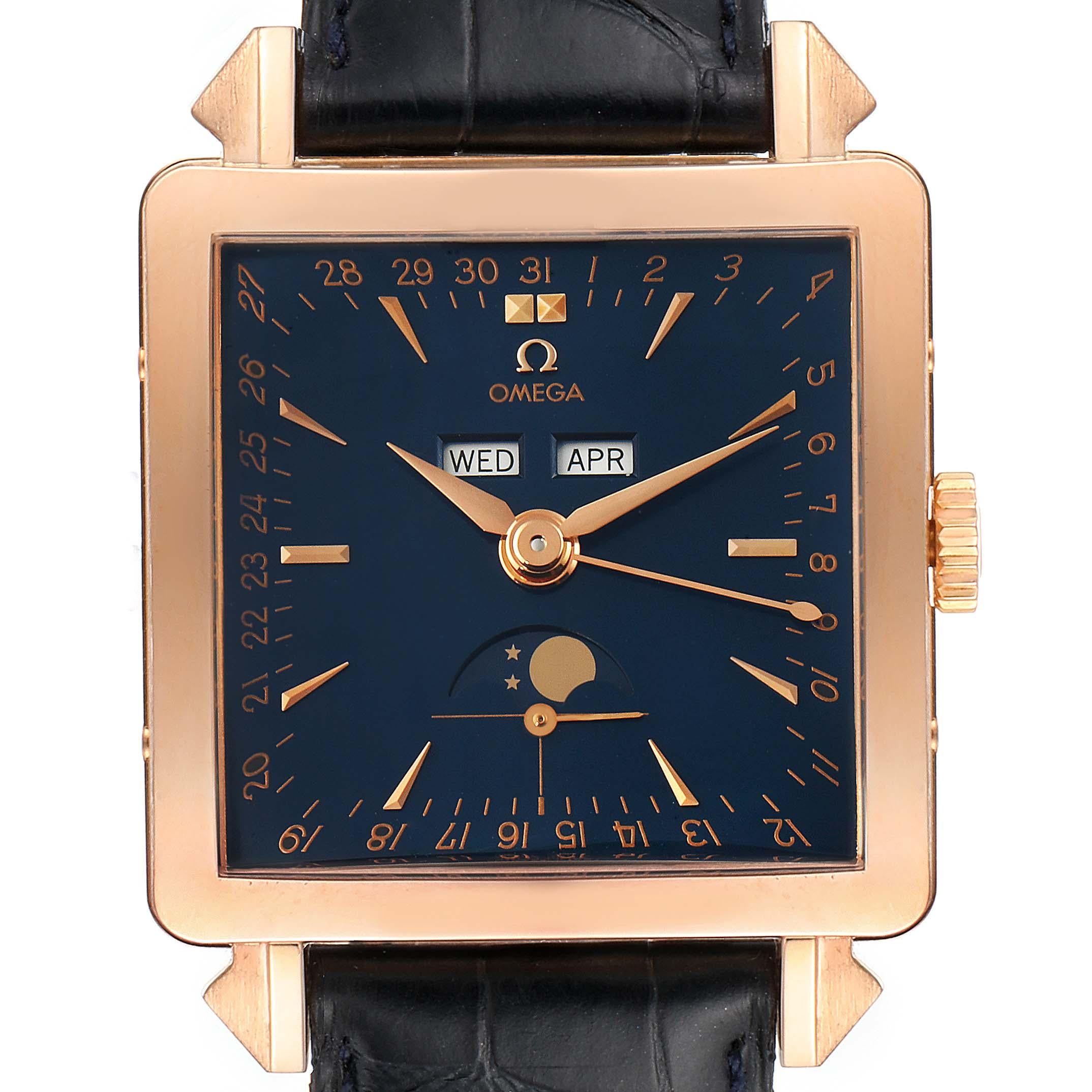 Omega Museum Collection 1951 Cosmic 18k Rose Gold Herrenuhr 5701.80.03. Automatisches Uhrwerk mit Selbstaufzug. Quadratisches Gehäuse aus 18 Karat Roségold mit einem Durchmesser von 41,5 mm und tropfenförmigen Bandanstößen. Omega Sammler Serie