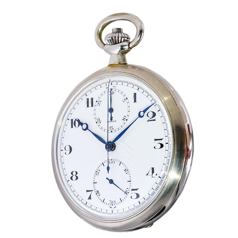 Omega Montre chronographe à cadran en nickel, argent et émail avec aiguilles Breguet, édition militaire Unisexe en vente