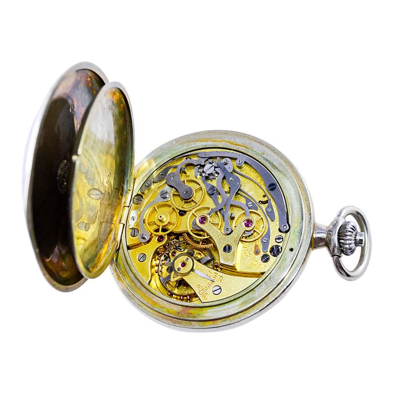 Omega Montre chronographe à cadran en nickel, argent et émail avec aiguilles Breguet, édition militaire en vente 4