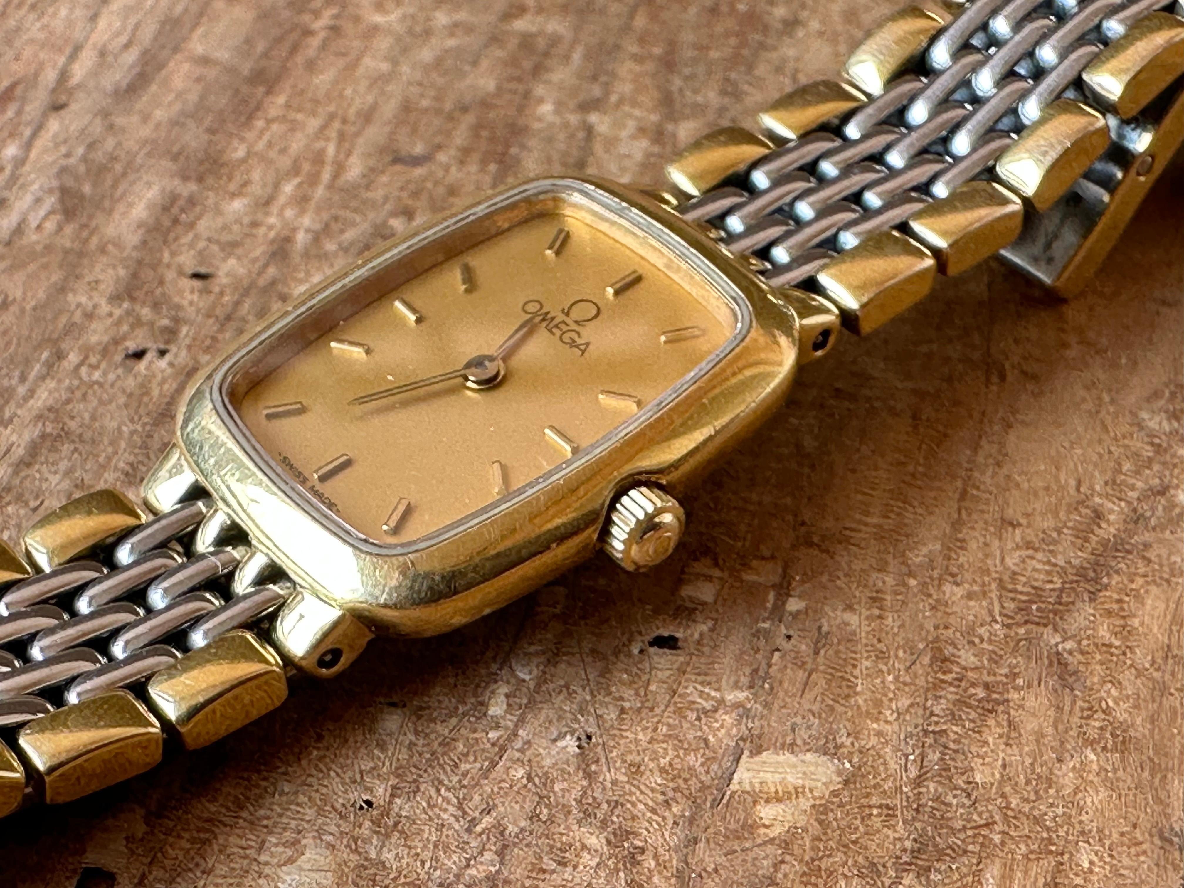 Omega Omega De Ville Golden Dial Gold Plated Ladies Watch For Sale 1