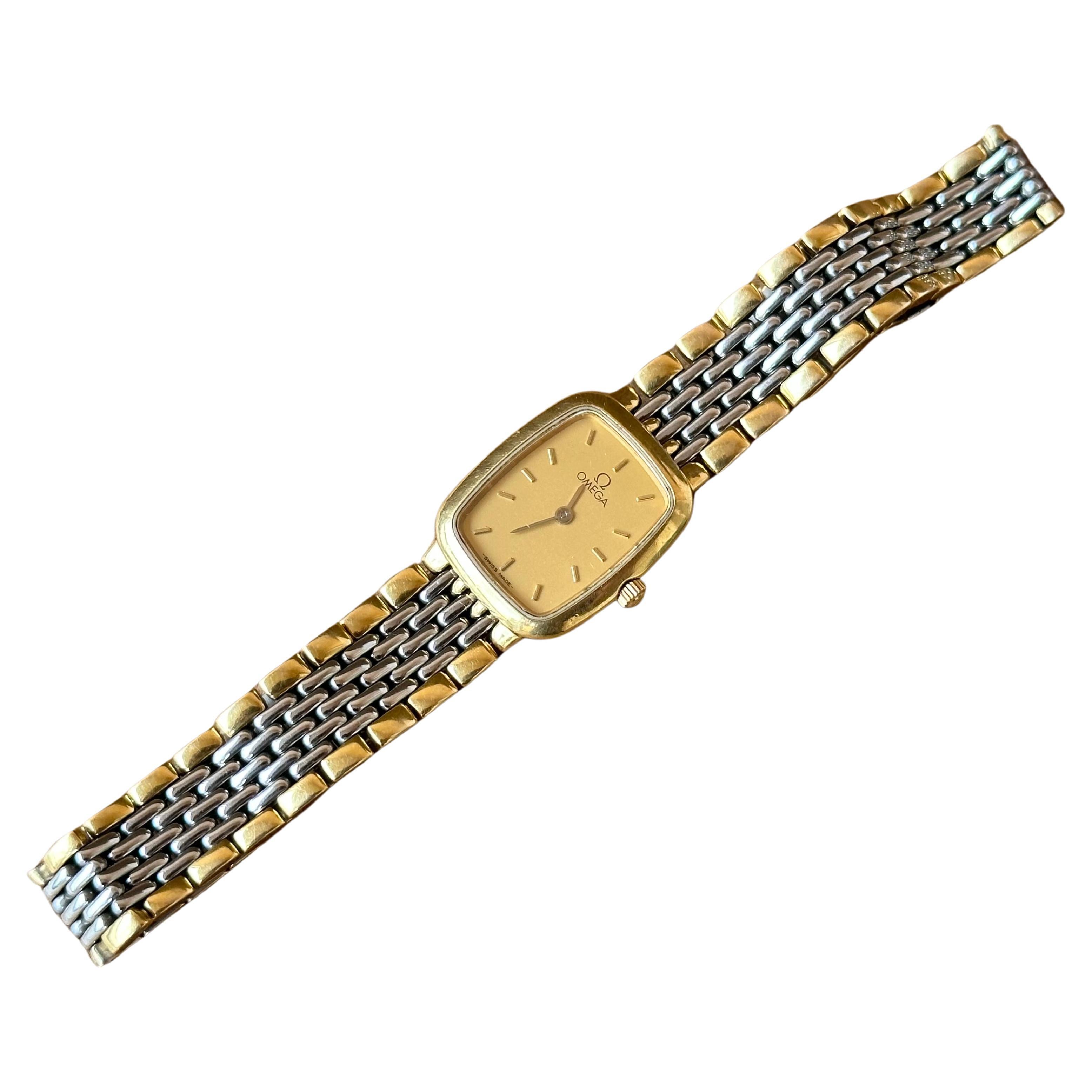 Reloj Omega De Ville Esfera Dorada Chapado en Oro para Dama