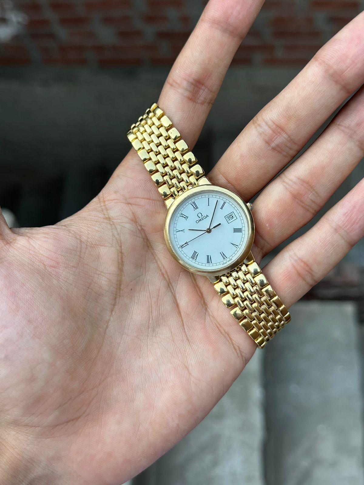 Omega Omega De Ville Weiß Römisches Zifferblatt  Datum Vergoldete Uhr Boxed 6