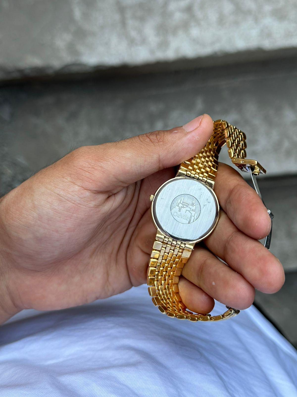 Omega Omega De Ville Weiß Römisches Zifferblatt  Datum Vergoldete Uhr Boxed 11
