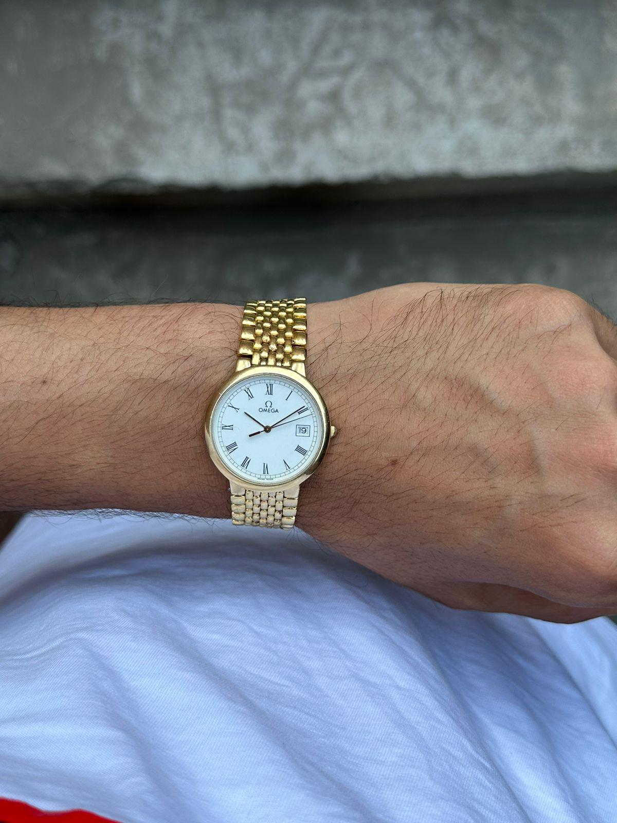 Omega Omega De Ville Weiß Römisches Zifferblatt  Datum Vergoldete Uhr Boxed 5