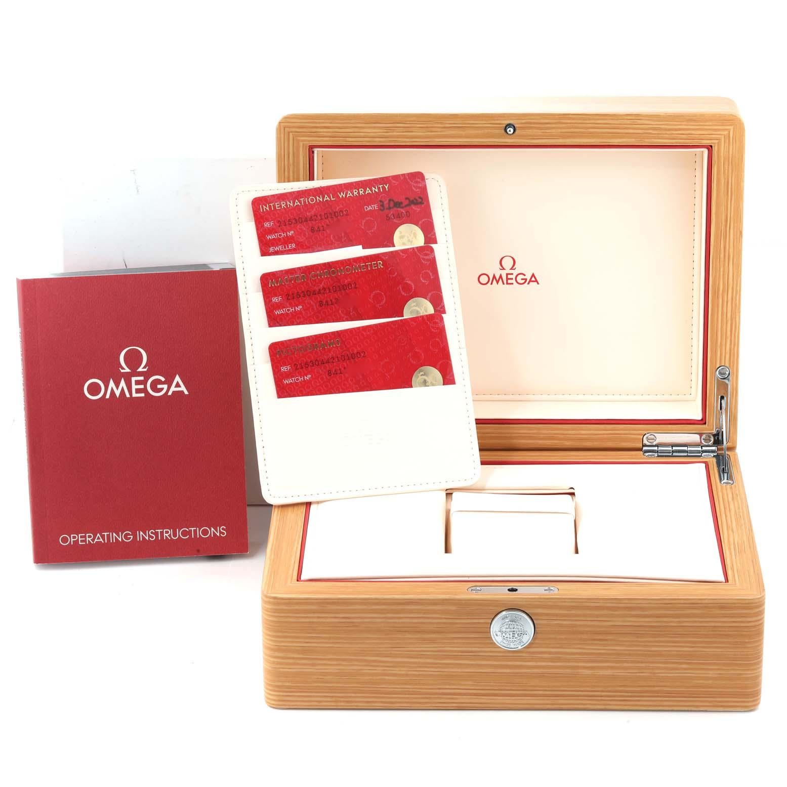 Omega Planet Ocean Black Orange Bezel Steel Watch 215.30.44.21.01.002 Box Card For Sale 6
