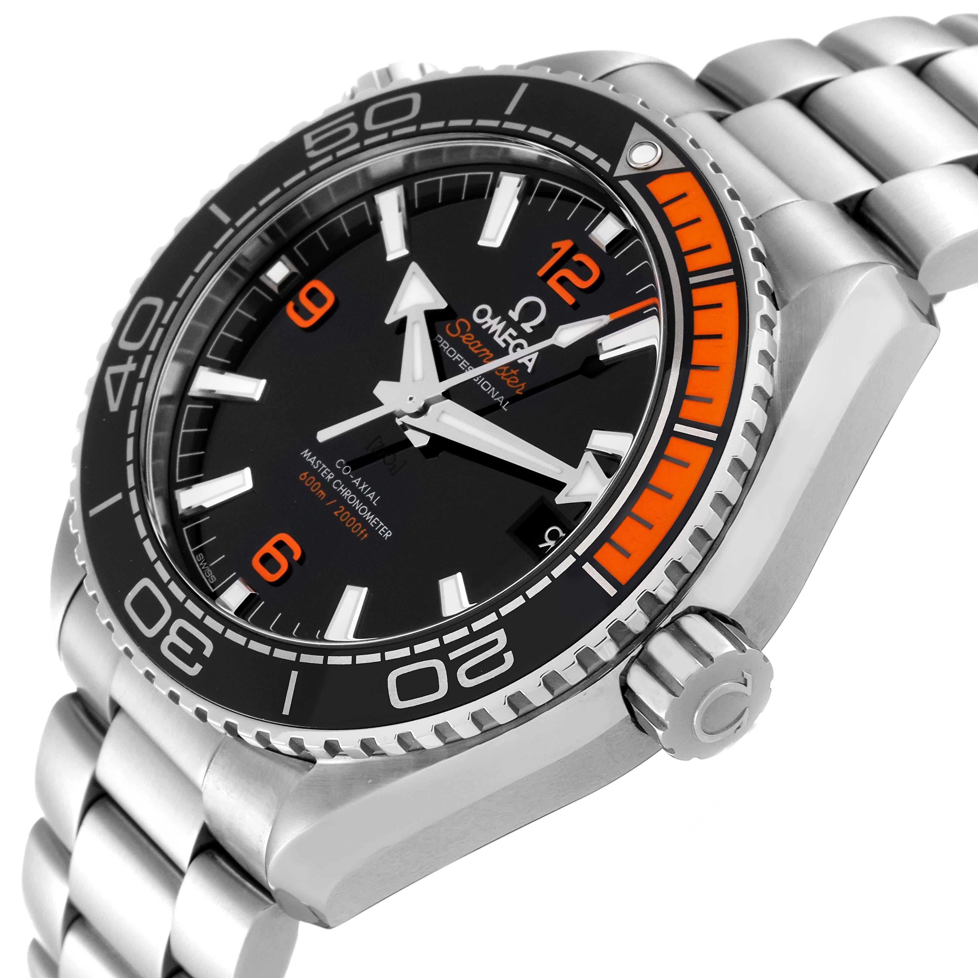 Omega Planet Ocean Black Orange Bezel Steel Watch 215.30.44.21.01.002 Box Card For Sale 1