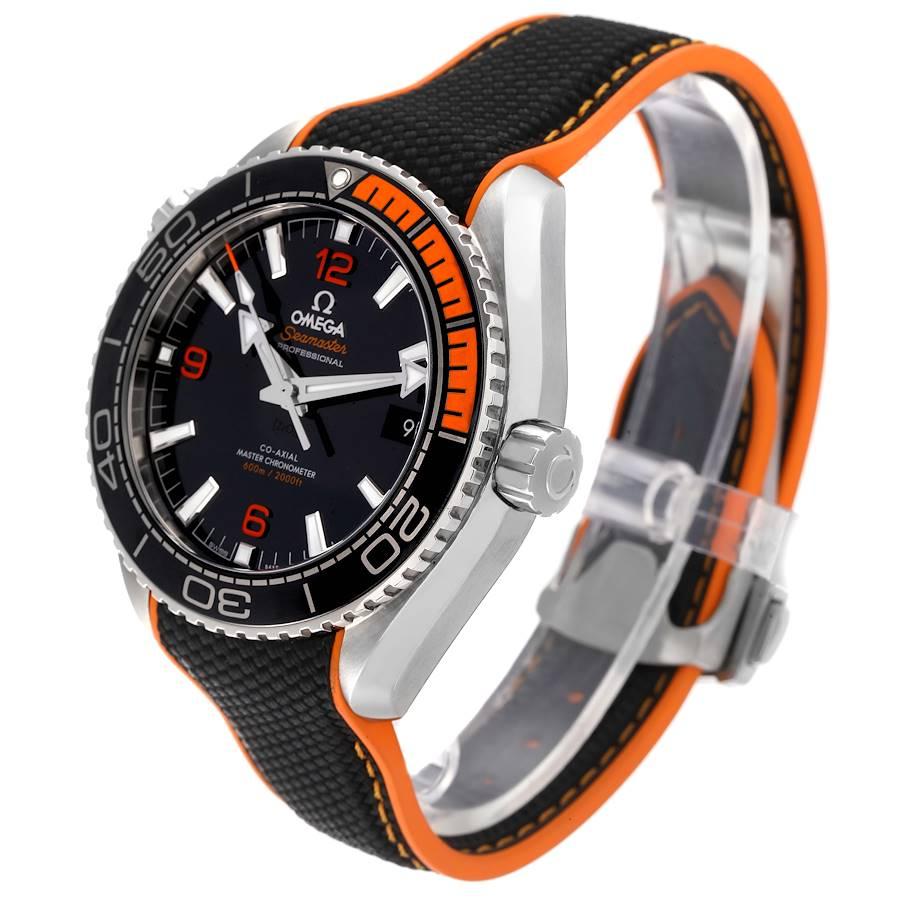 Men's Omega Planet Ocean Black Orange Bezel Watch 215.32.44.21.01.001 Box Card