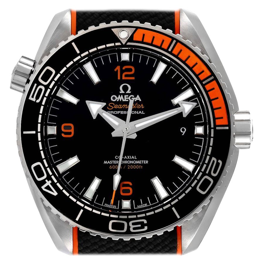 Omega Planet Ocean Black Orange Bezel Watch 215.32.44.21.01.001 Box Card