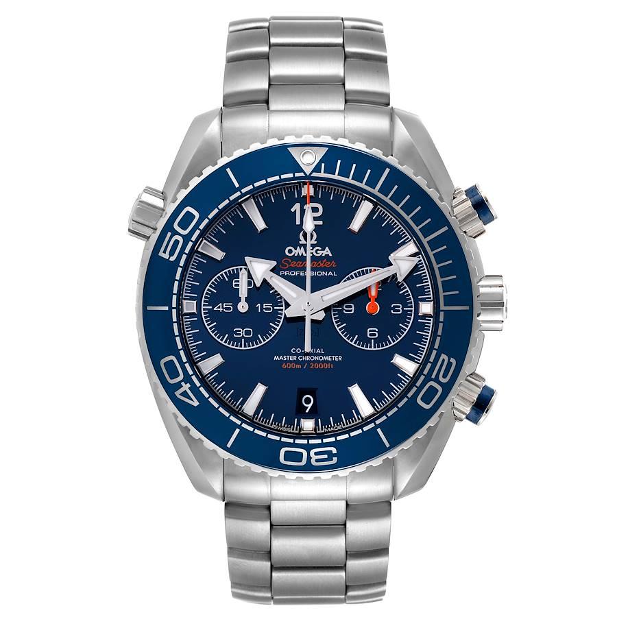 Omega Planet Ocean Chronograph Blue Dial Mens Watch 215.30.46.51.03.001 Box Card. Automatic self-winding chronometer movement with Co-Axial Escapement for greater precision, stability and durability. Silicon balance-spring on free sprung-balance, 2