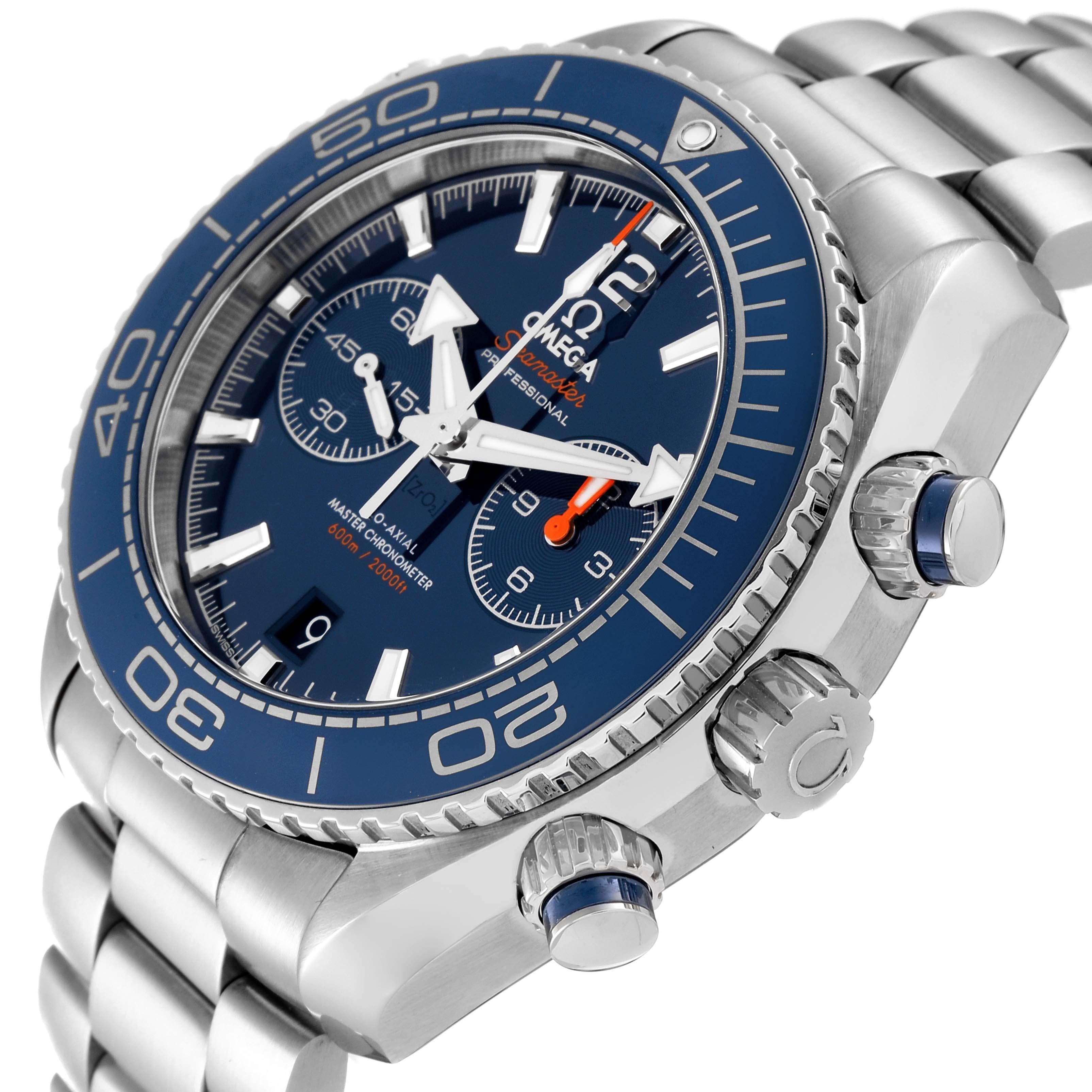 Omega Planet Ocean Chronograph Blue Dial Mens Watch 215.30.46.51.03.001 Box Card For Sale 1