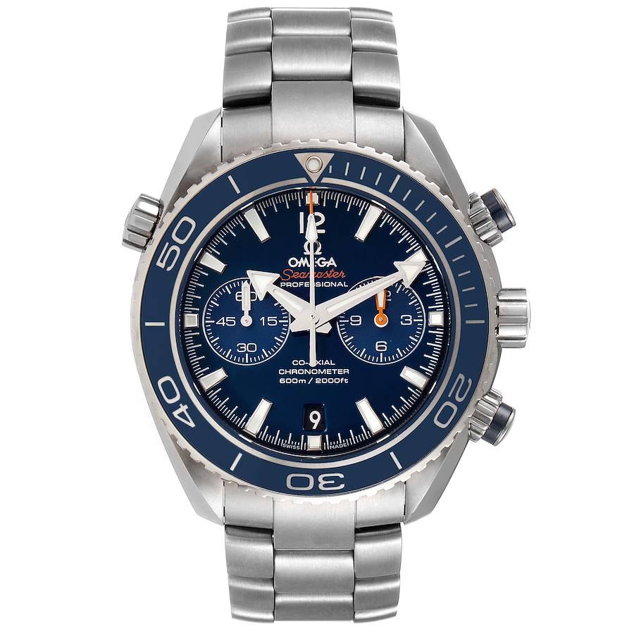 Omega Planet Ocean Co-Axial Titanium Watch 232.90.46.51.03.001 Box Card. Automatic self-winding chronometer movement with Co-Axial Escapement for greater precision, stability and durability. Silicon balance-spring on free sprung-balance, 2 barrels