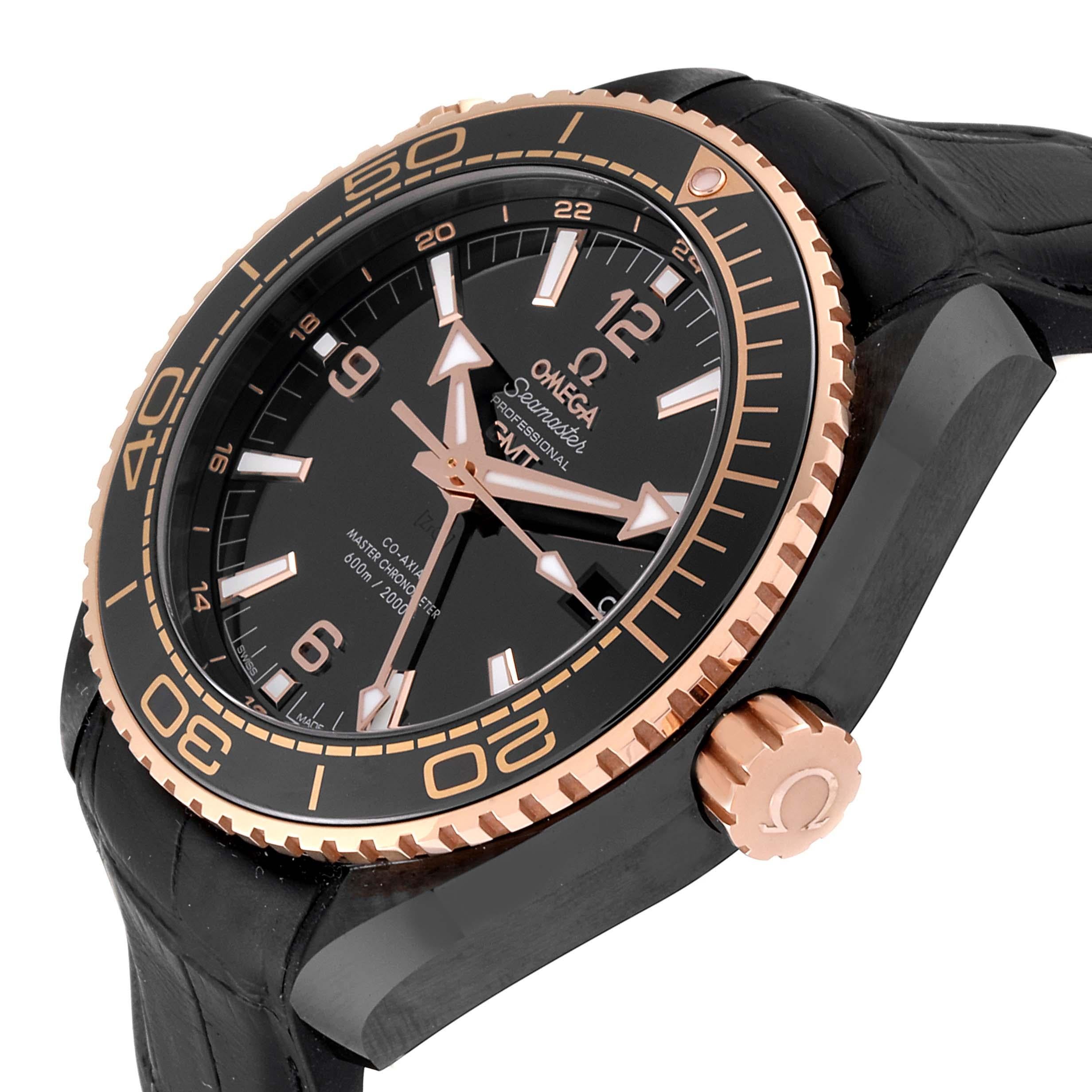 Men's Omega Planet Ocean Deep Black Ceramic GMT Watch 215.63.46.22.01.001 Unworn