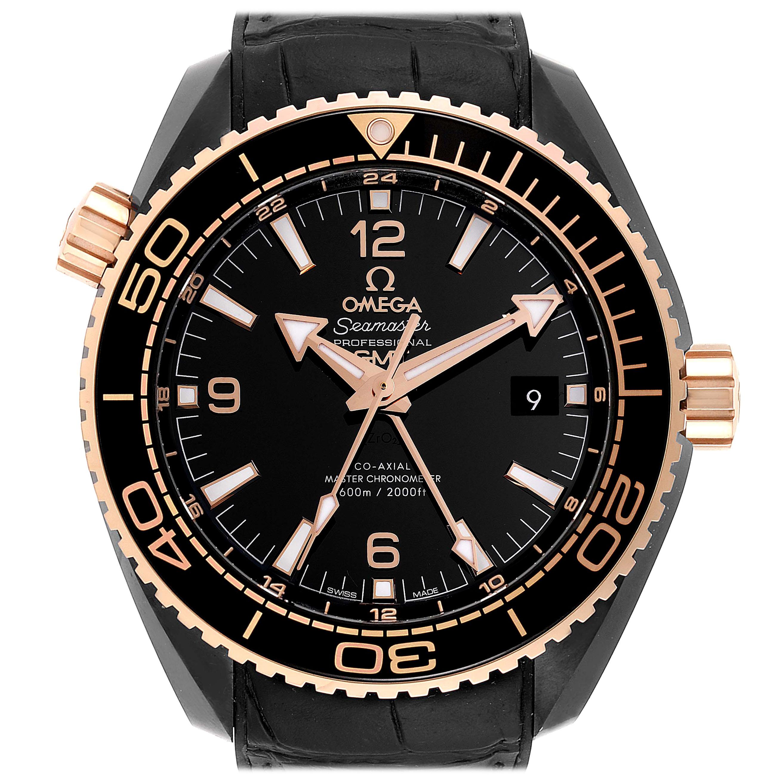 Omega Planet Ocean Deep Black Ceramic GMT Watch 215.63.46.22.01.001 Unworn