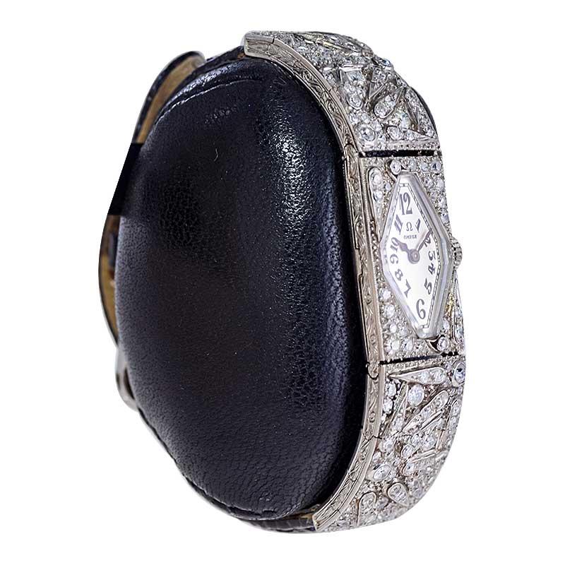 Omega Platinum Diamond Articulated Art Deco Dress Watch, circa 1930s For Sale 4