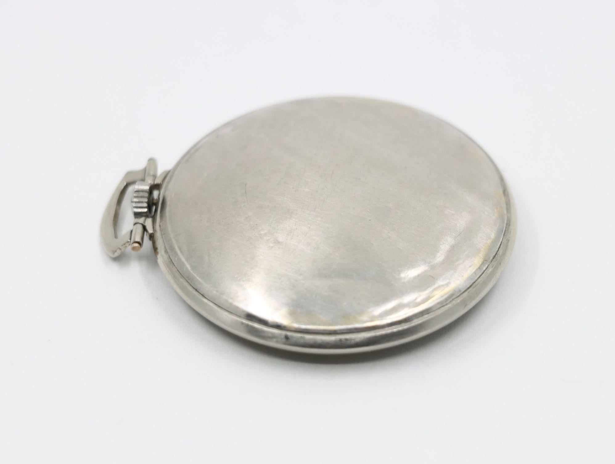 OMEGA Platinum Diamond Pocket Watch For Sale 7