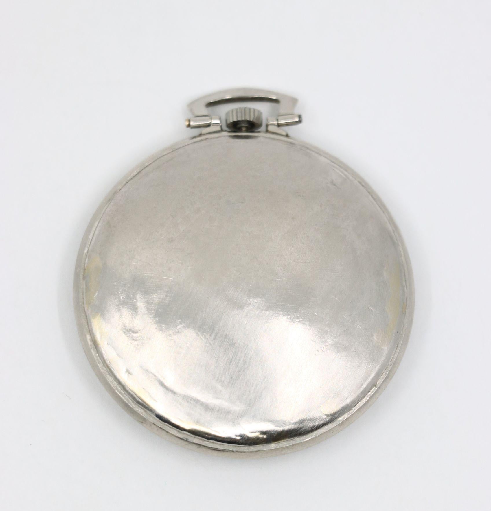 OMEGA Platinum Diamond Pocket Watch For Sale 2