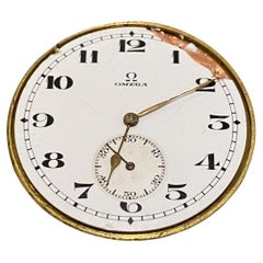 Omega Taschenuhrwerk, 15 Juwelen, Kaliber 19, Größe 16 + Zifferblatt. um 1916.