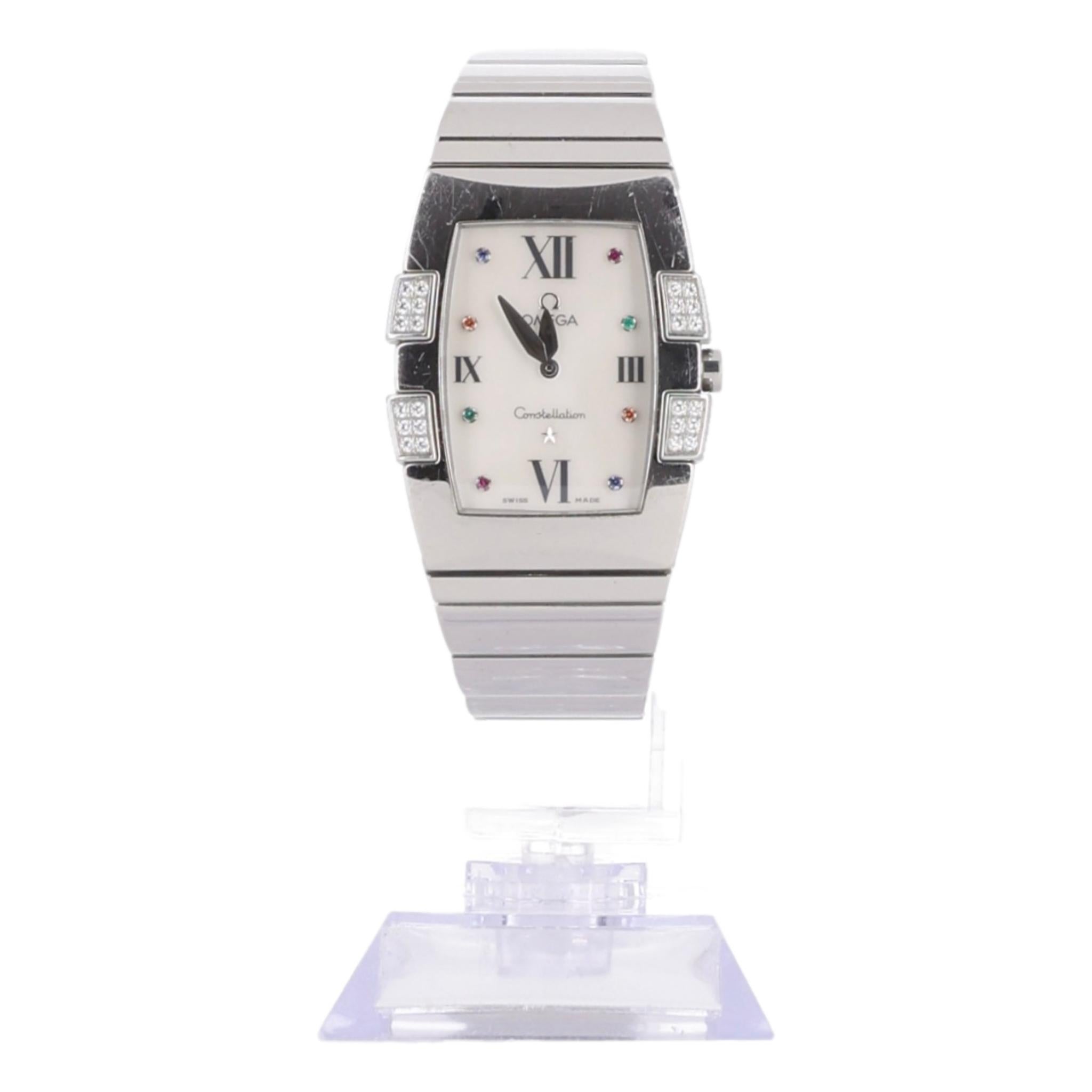 Omega Quadrella Constellation Mother Of Pearl & Diamond Watch In Good Condition In London, GB