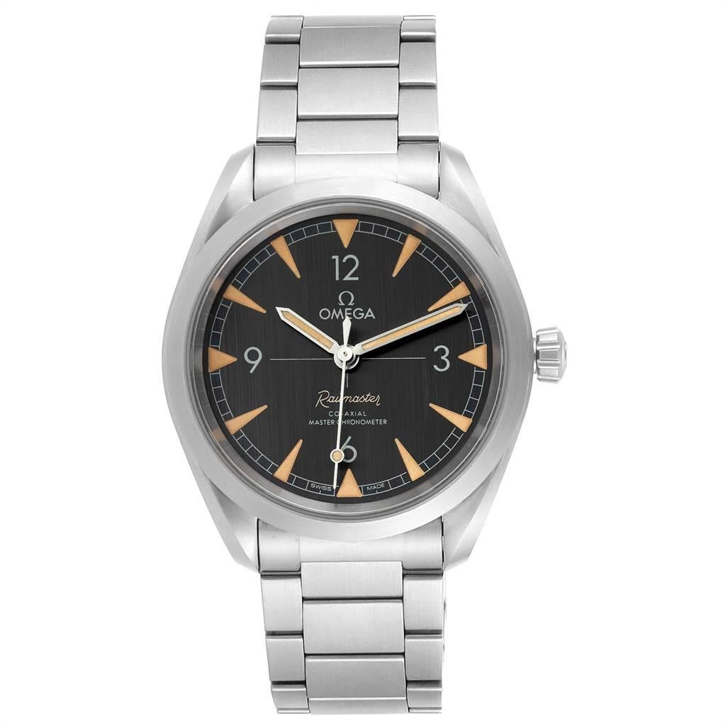 Omega Railmaster Co-Axial Master Chronometer Watch 220.10.40.20.01.001. Automatic self-winding movement with Co-Axial escapement.Certified Master Chronometer, approved by METAS,resistant to magnetic fields reaching 15,000 gauss.Free sprung-balance