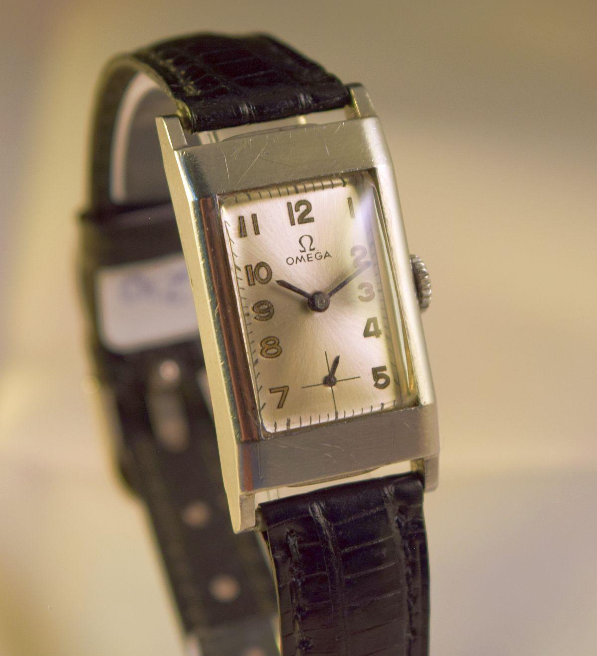 Omega Rectangular Unique Watch Steel Cased Rare Example 2