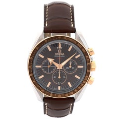 Omega Red Gold Stainless Steel Speedmaster Broad Arrow Chronograph Wristwatch