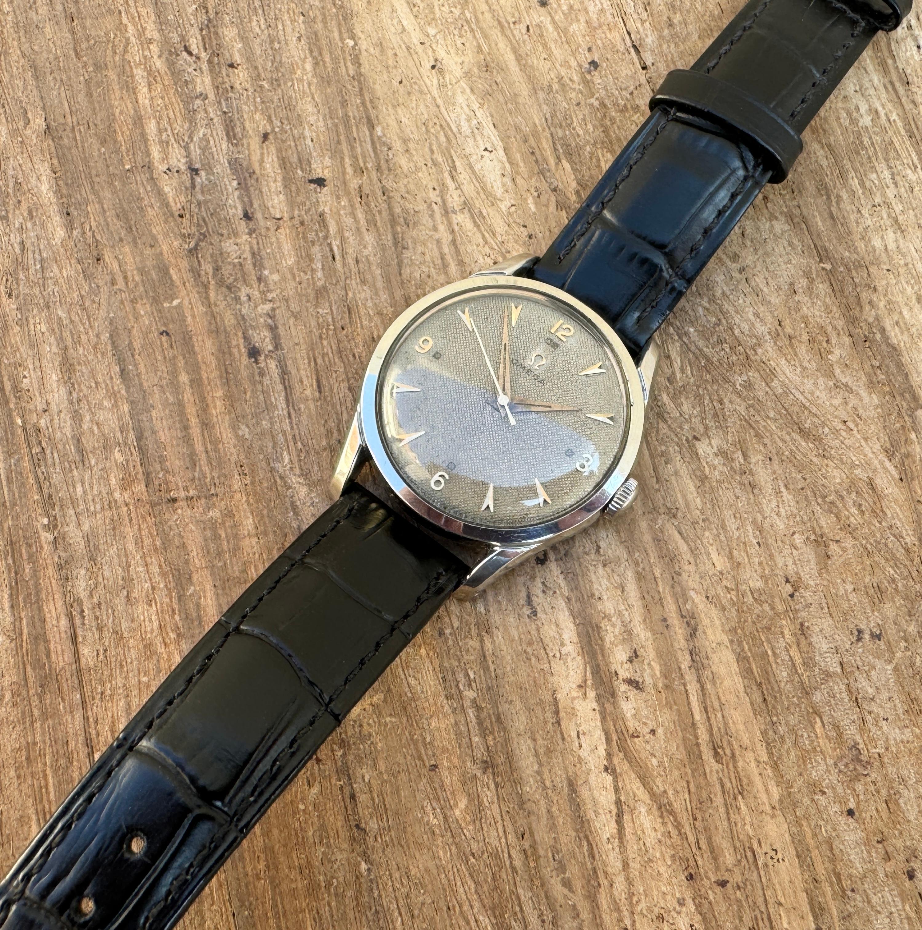 Omega Ref: 2640-8SC Seltenes graues strukturiertes honigfarbenes Zifferblatt JUMBO Cal 283 13