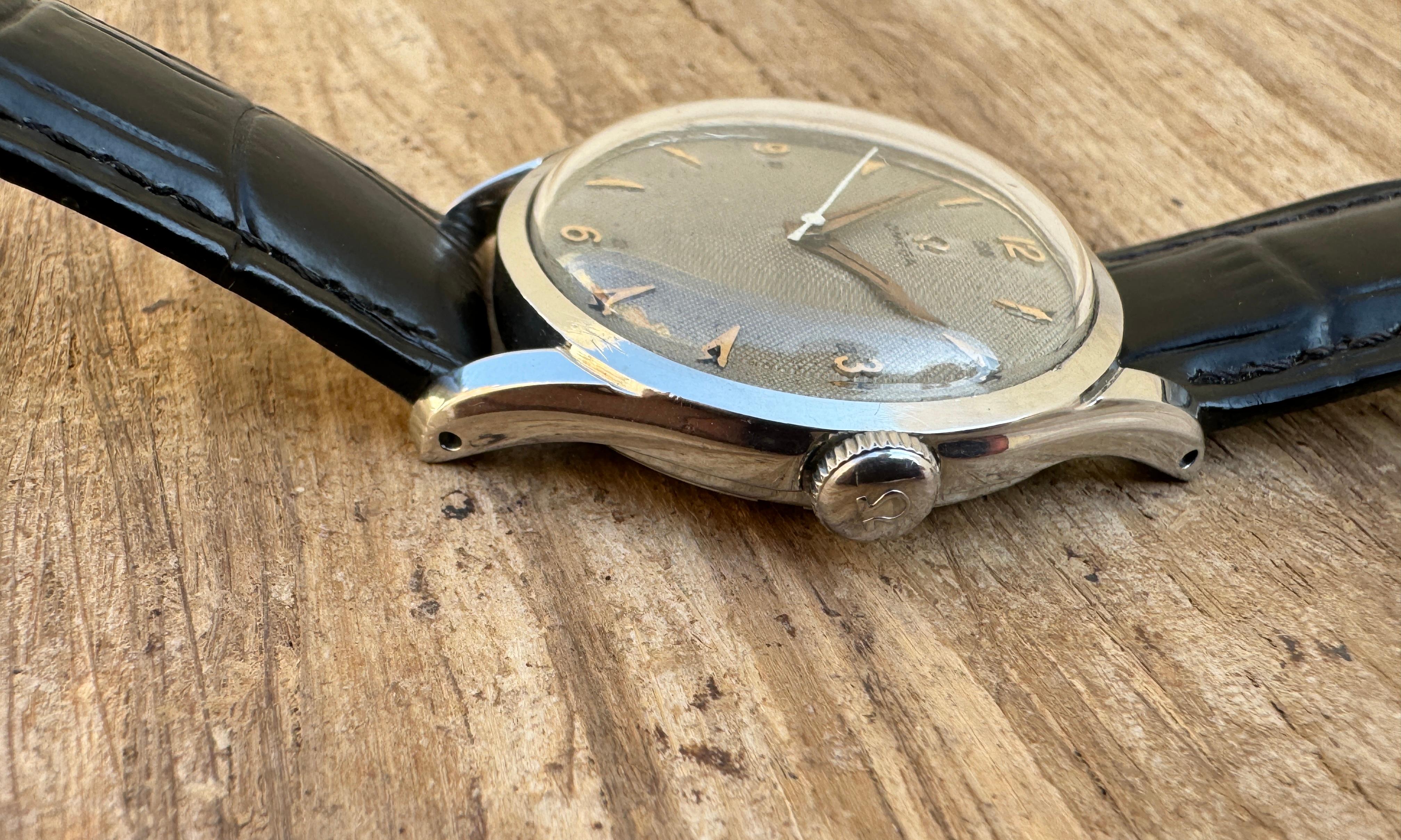 Omega Ref: 2640-8SC Seltenes graues strukturiertes honigfarbenes Zifferblatt JUMBO Cal 283 14