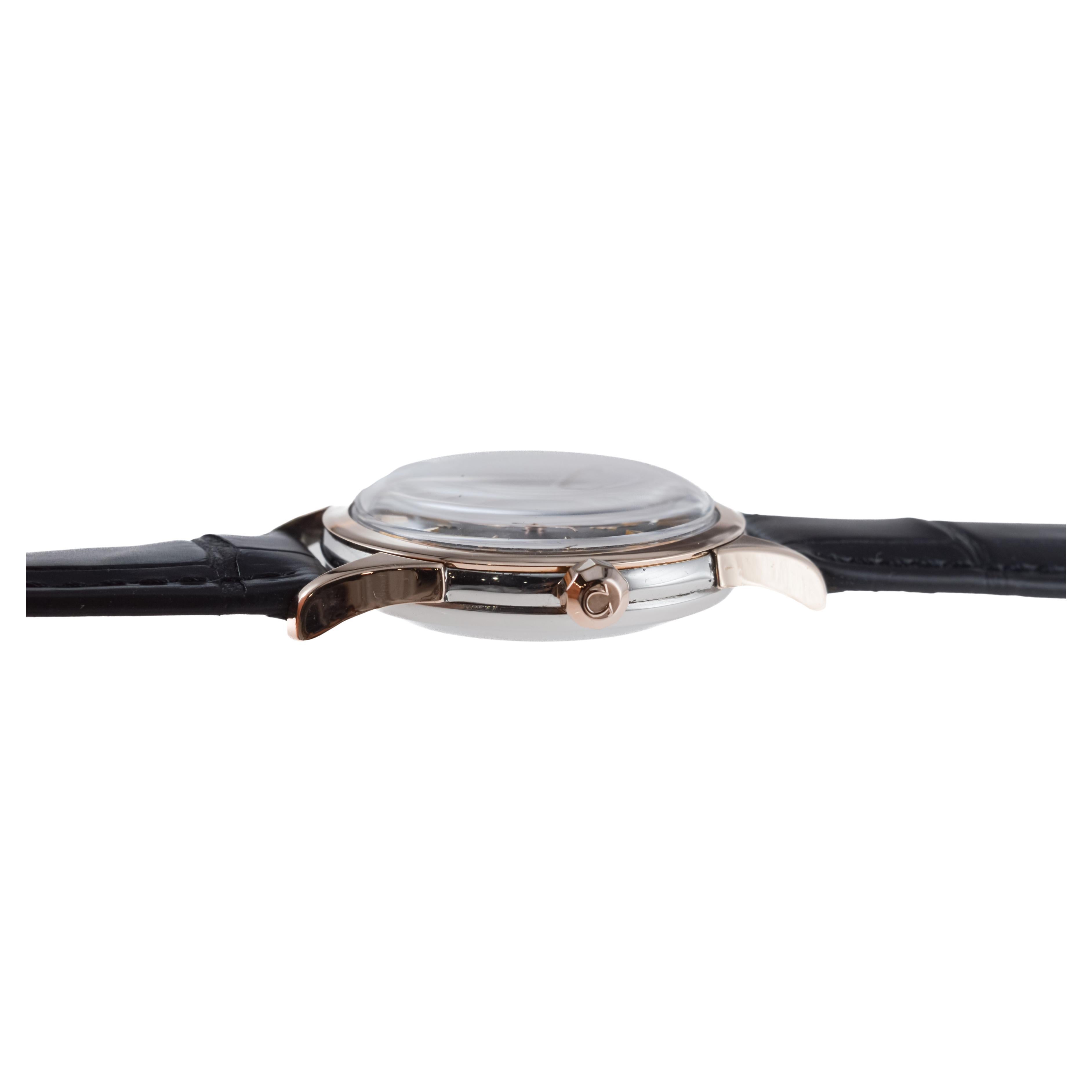 Omega Rose Gold and Steel Constellation with Original Black Dial from 1950's For Sale 9
