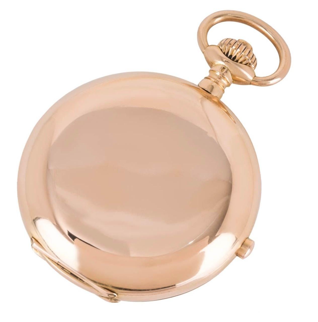 Omega Roségold Chronograph Schlüssellose Klapp- Hunter Taschenuhr C1900 3