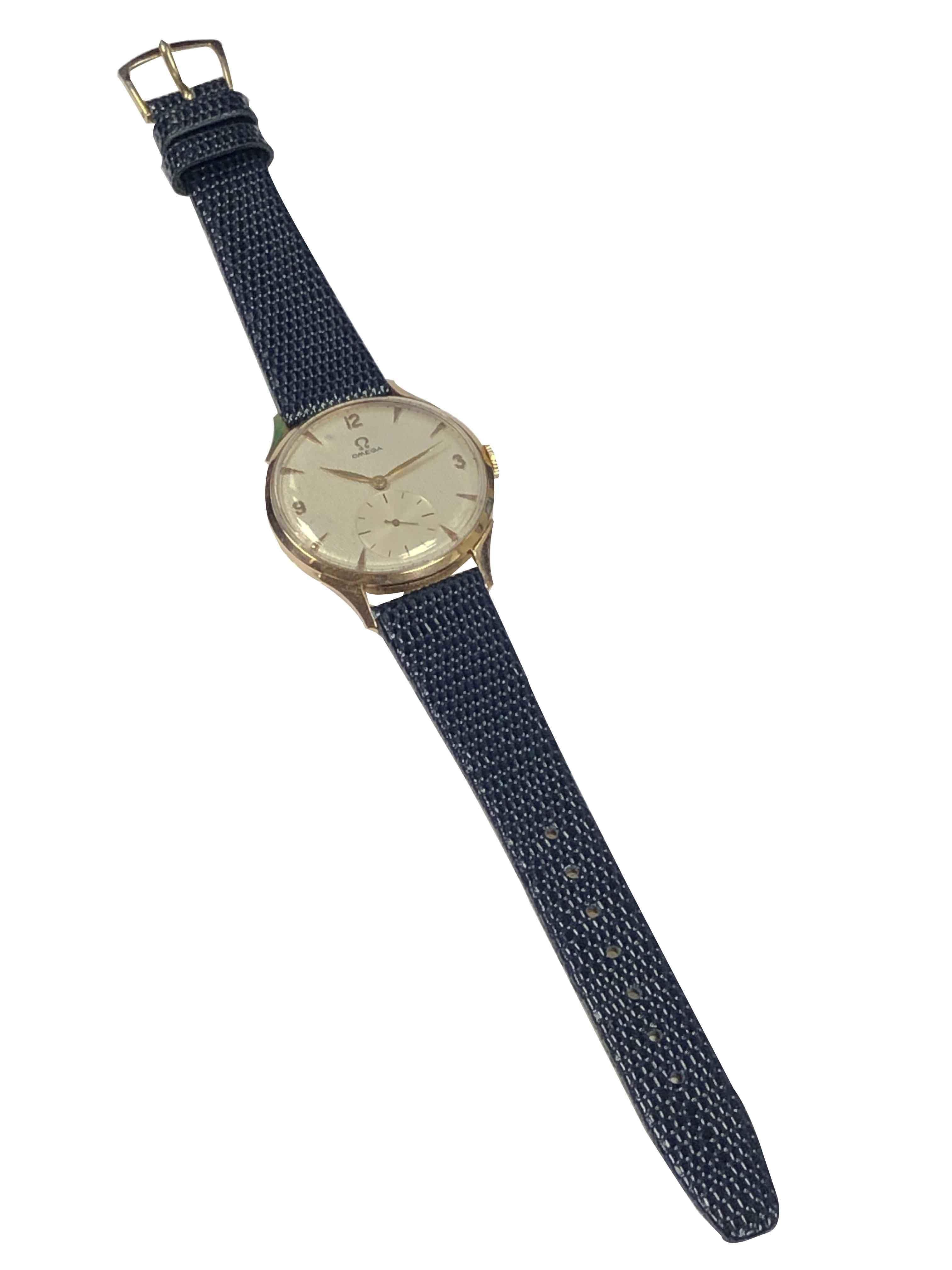 Women's or Men's Omega Rose Gold Large Vintage Mechanical Wristwatch