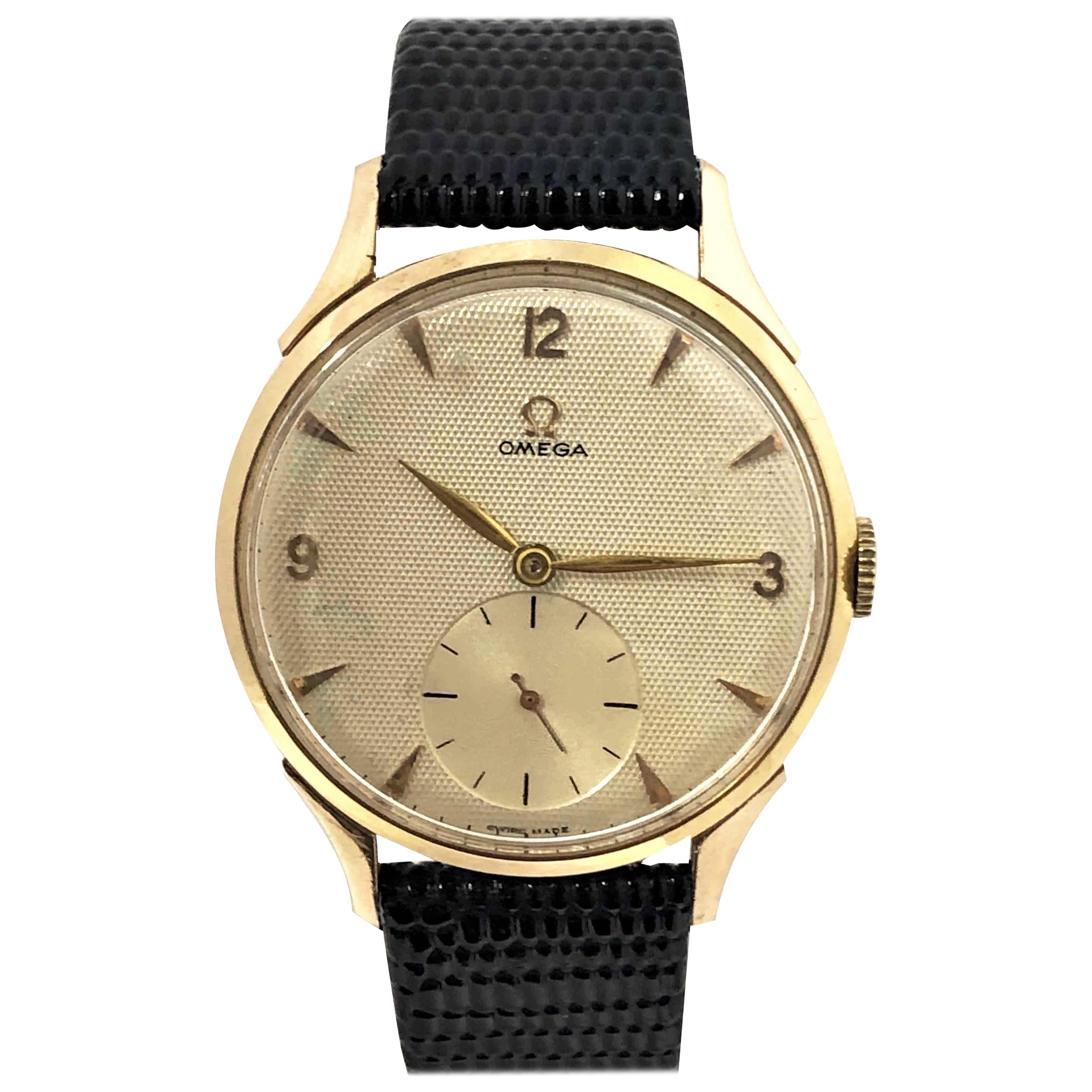 Omega Rose Gold Large Vintage Mechanical Wristwatch
