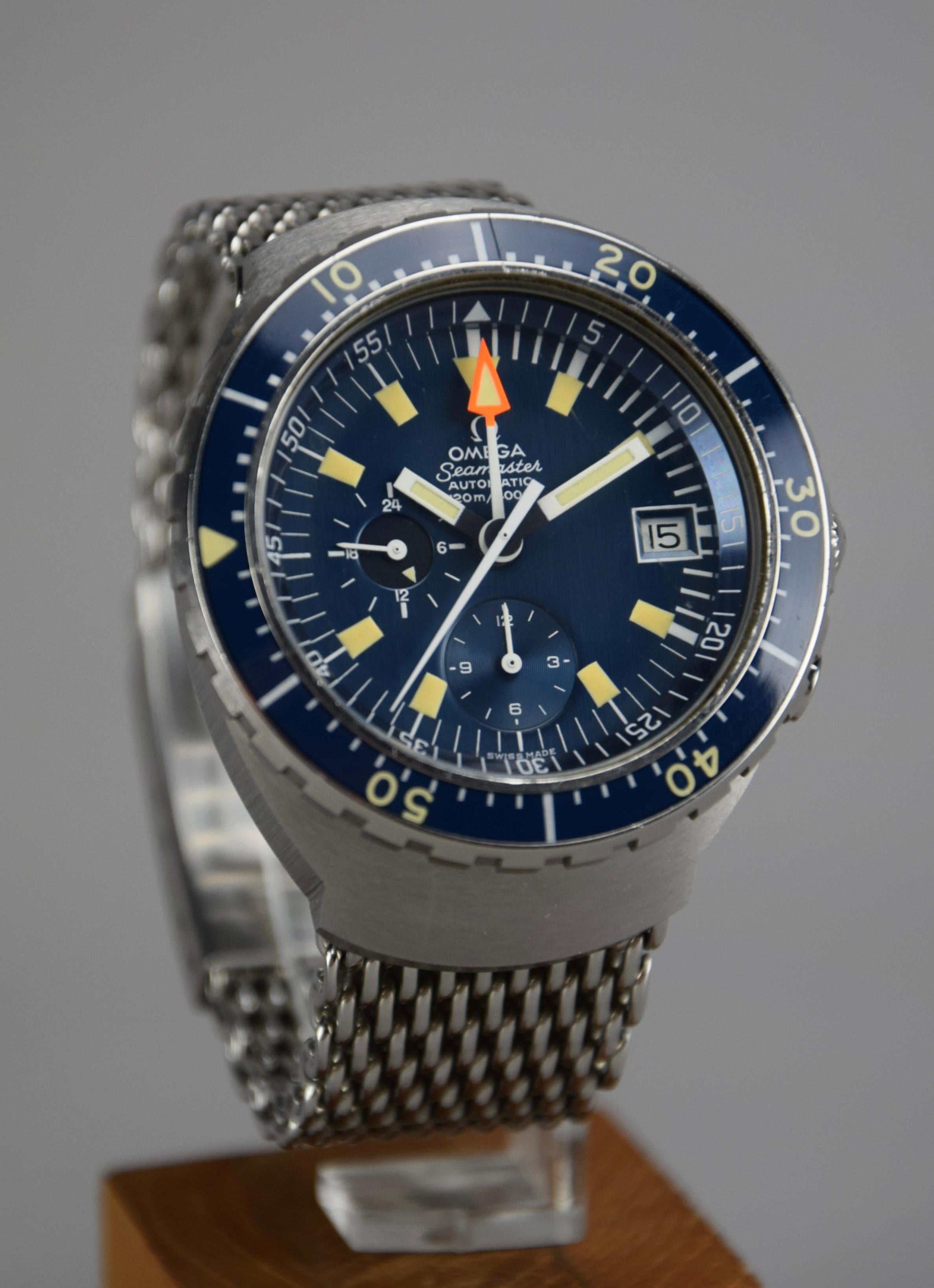 Omega Seamaster 120m Automatic Chronograph 1973 a.k.a. Big Blue For Sale 6