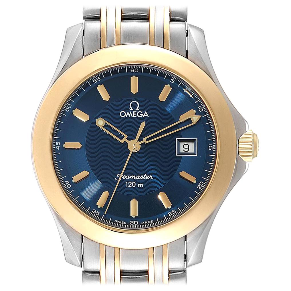 Omega Seamaster 120M Steel Yellow Gold Blue Dial Quarz Watch 2311.81.00 For Sale