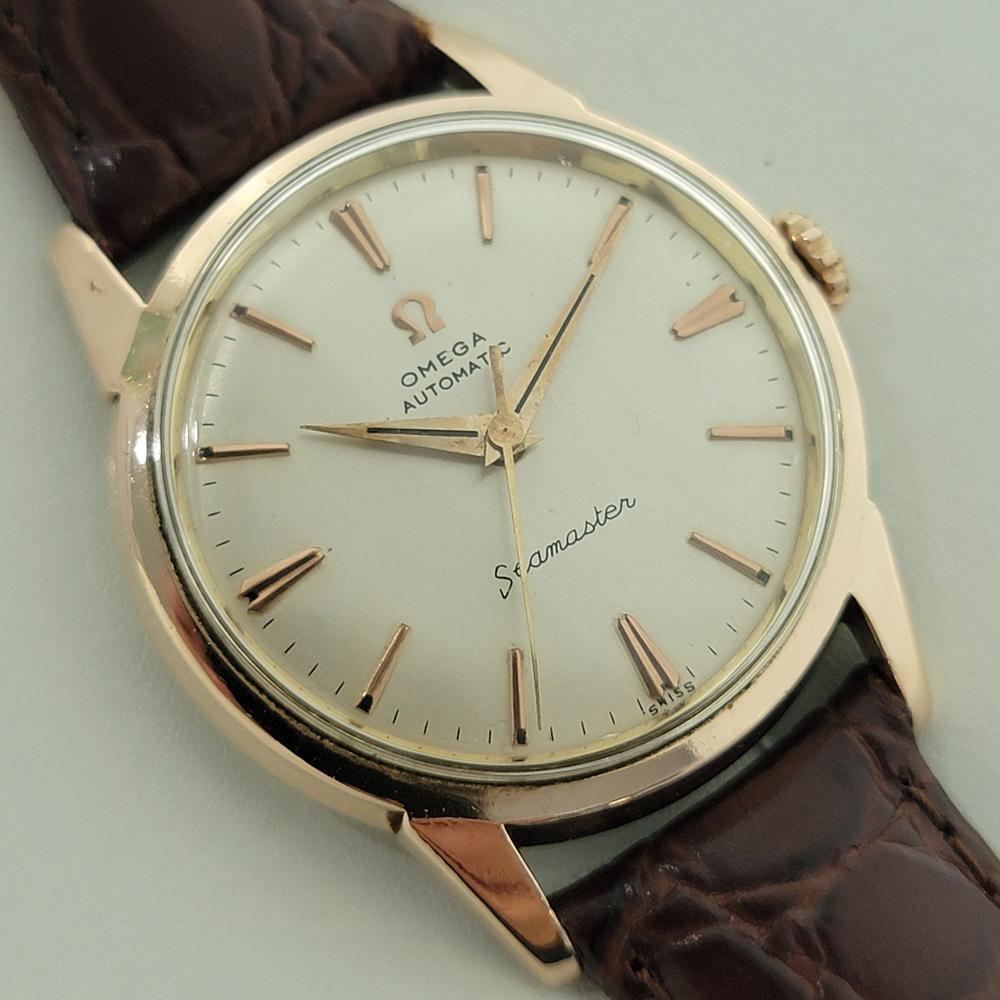 Omega Seamaster 14704 SC 34mm Rose Gold Capped Mens Automatic 1960s RA577 In Excellent Condition For Sale In Beverly Hills, CA