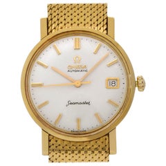 Retro Omega Seamaster 14743 SC-62 18 Karat Yellow Gold Champagne Dial Automatic Watch