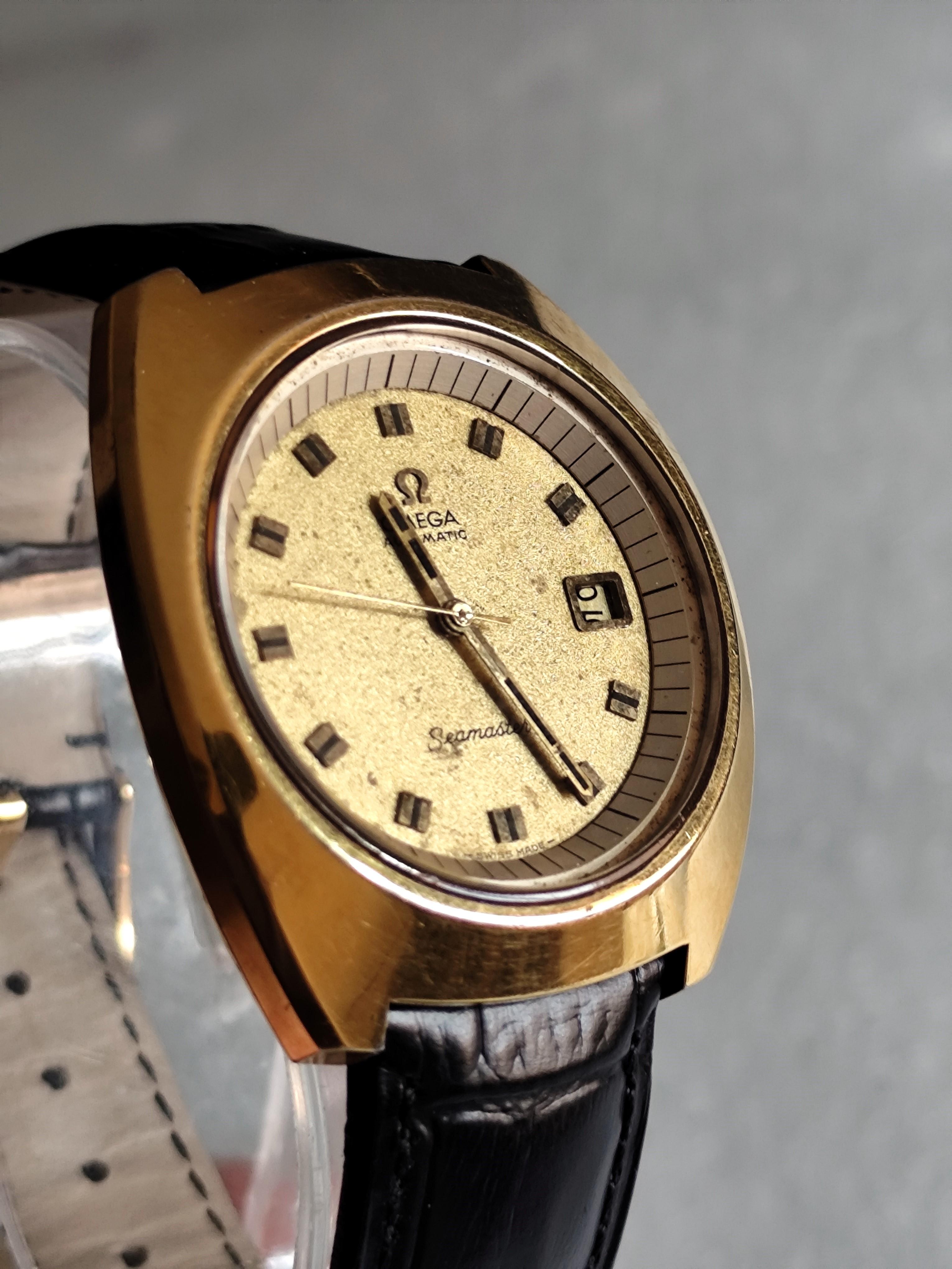 Omega Seamaster 166.087 Automatic Jumbo Gold Plated Watch In Good Condition For Sale In Toronto, CA