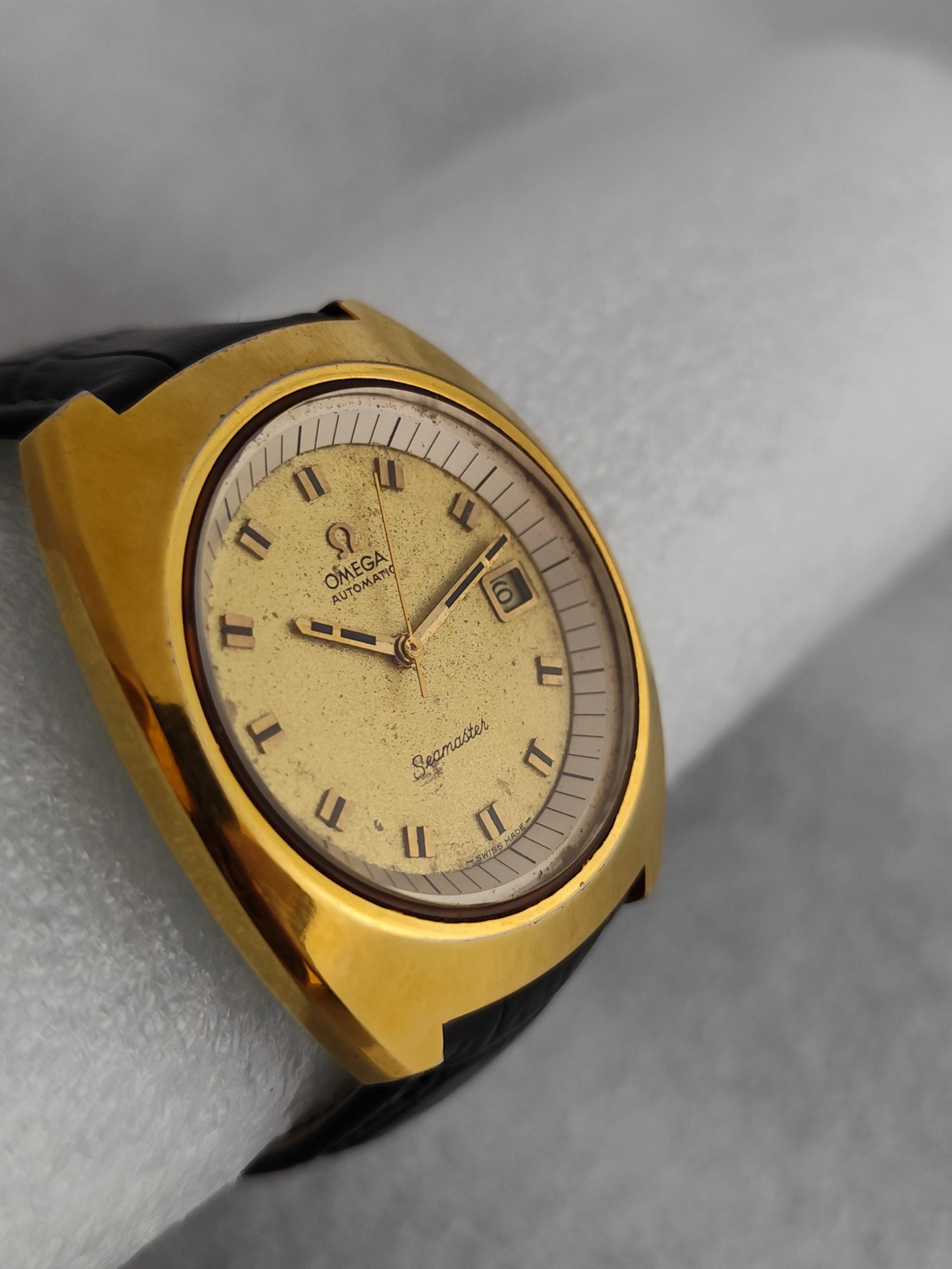 Omega Seamaster 166.087 Automatic Jumbo Gold Plated Watch For Sale 2