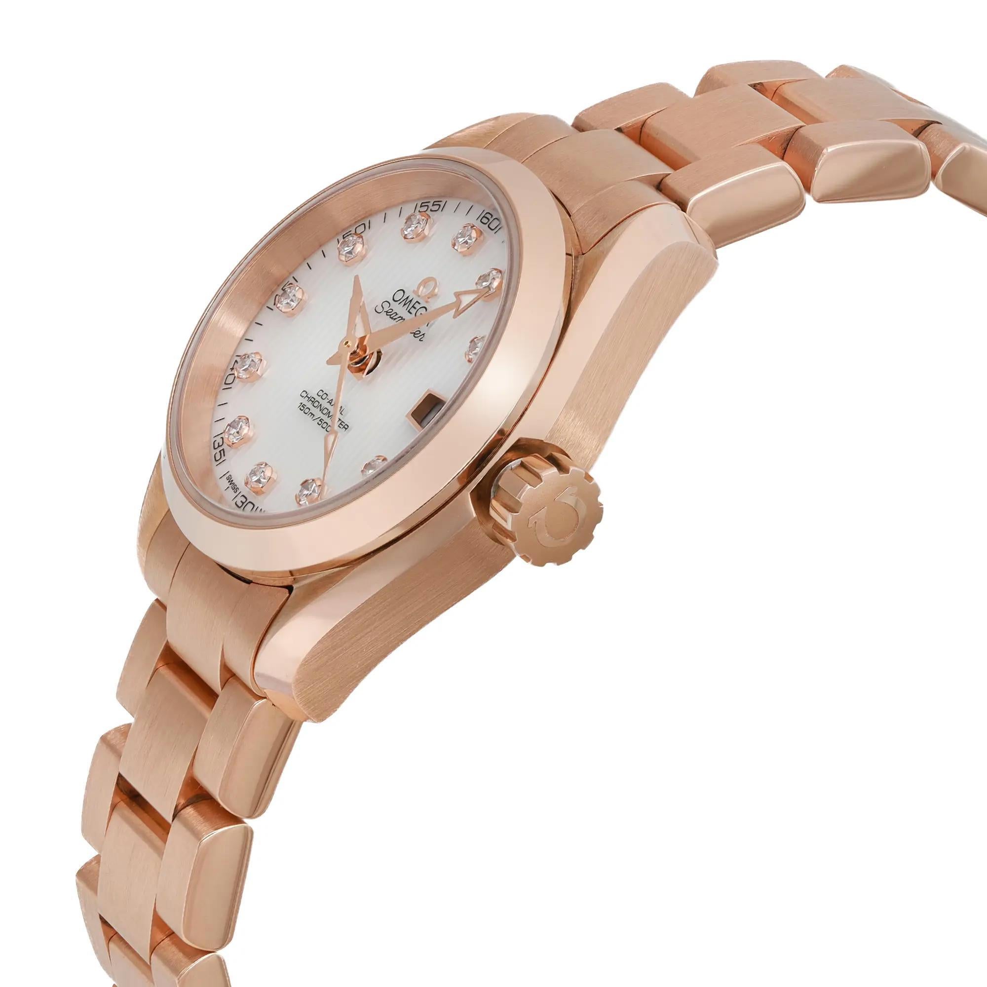 Omega Seamaster 18k Rose Gold Diamond MOP Dial Watch 231.50.30.20.55.001 In New Condition In New York, NY
