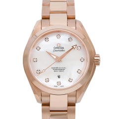 Omega Seamaster 18k Rose Gold Diamond MOP Dial Watch 231.50.34.20.55.001