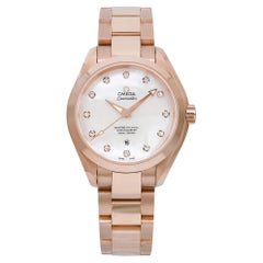 Omega Seamaster 18k Rose Gold Diamond MOP Dial Watch 231.50.34.20.55.001