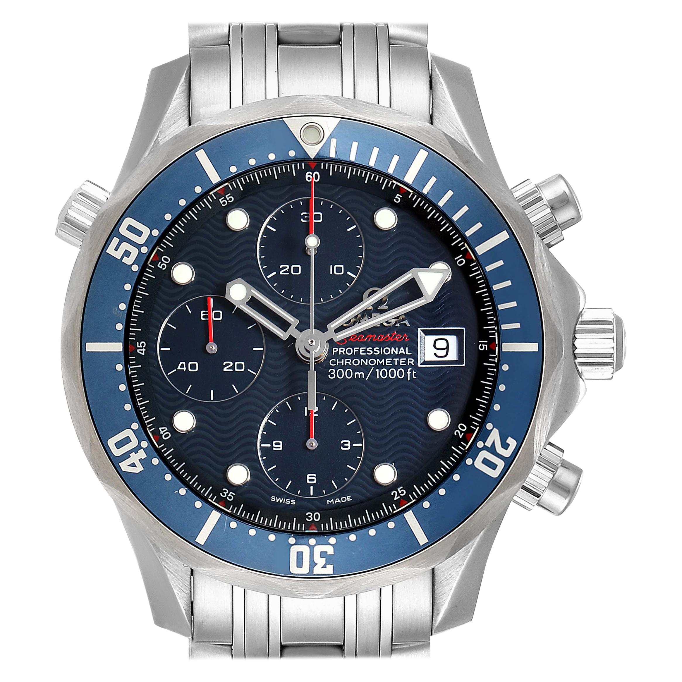 Omega Seamaster 300 Chronograph Men's Watch 2225.80.00 Box Card For Sale