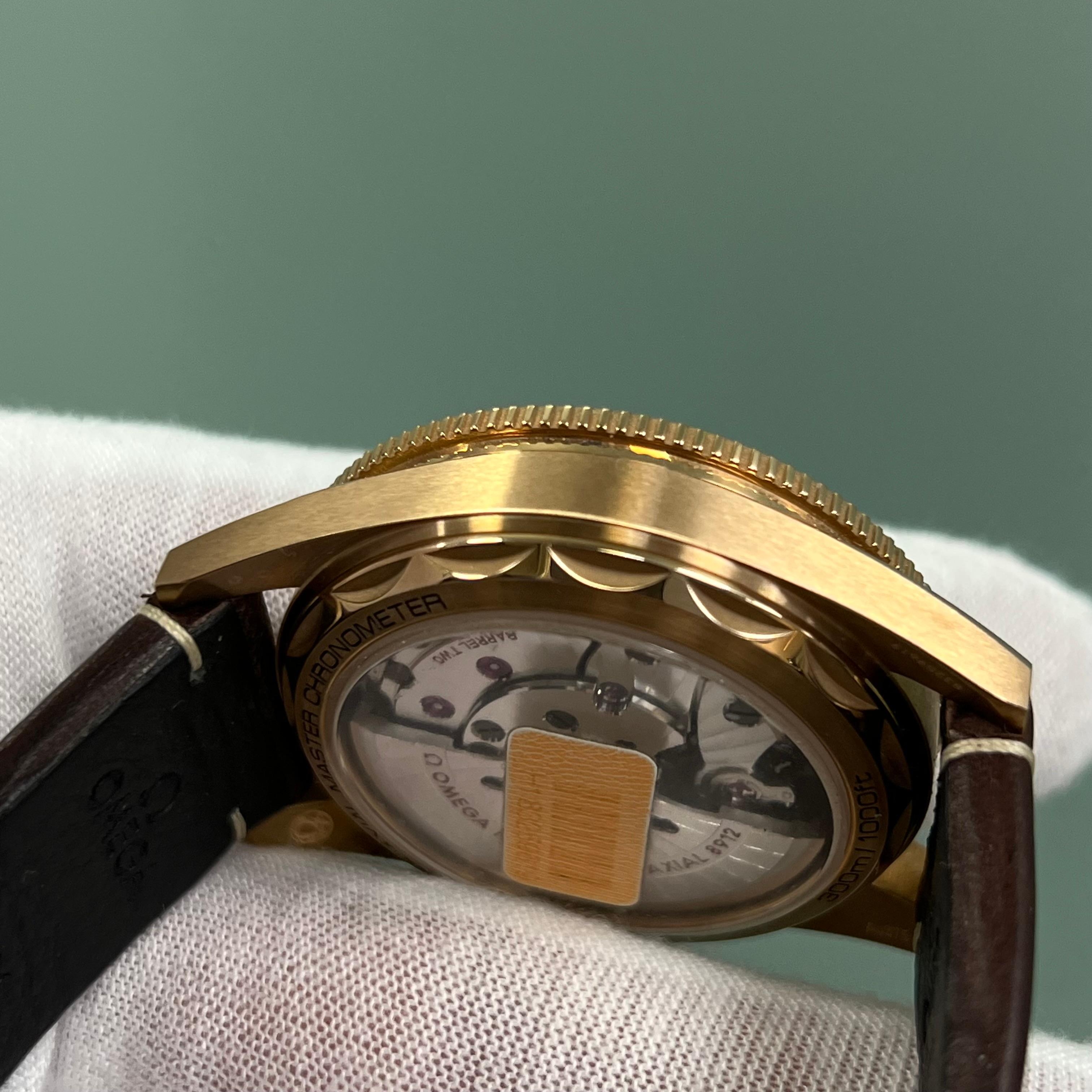 Men's Omega Seamaster 300 Co-Axial 234.92.41.21.10.001 Bronze Gold Leather Box Paper For Sale