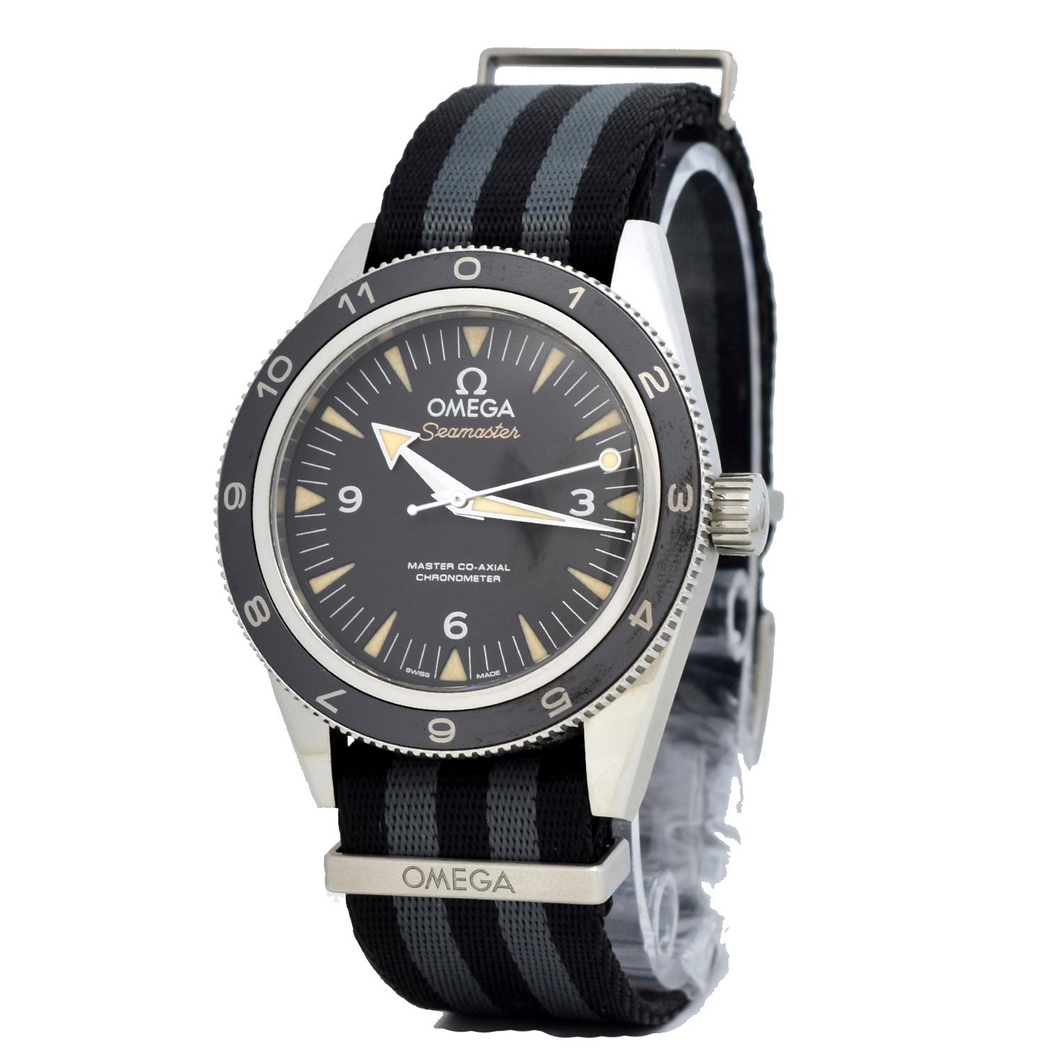 Case: 41mm steel

Dial: Black

Bracelet: Nato strap

Features: anti-magnetic, chronometer, limited edition, screw-in crown, bi-directional rotating crown, liquidmetal, transparent case black

Details: Extremely rare Omega Seamaster Spectre. This