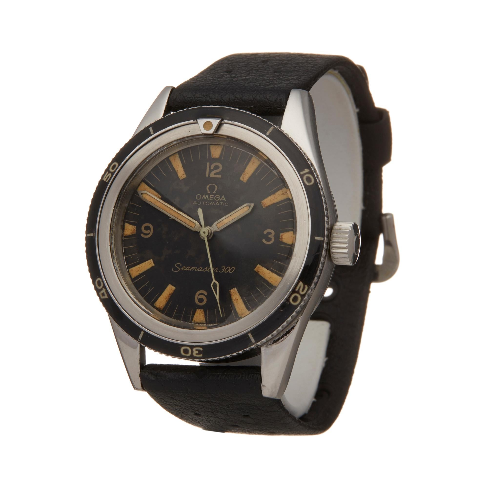 Ref: W5889
Manufacturer: Omega
Model: Seamaster
Model Ref: Cal. 552
Age: Circa 1962
Gender: Mens
Complete With: Presentation Box & Extract
Dial: Black Baton
Glass: Plexiglass
Movement: Automatic
Water Resistance: To Manufacturers