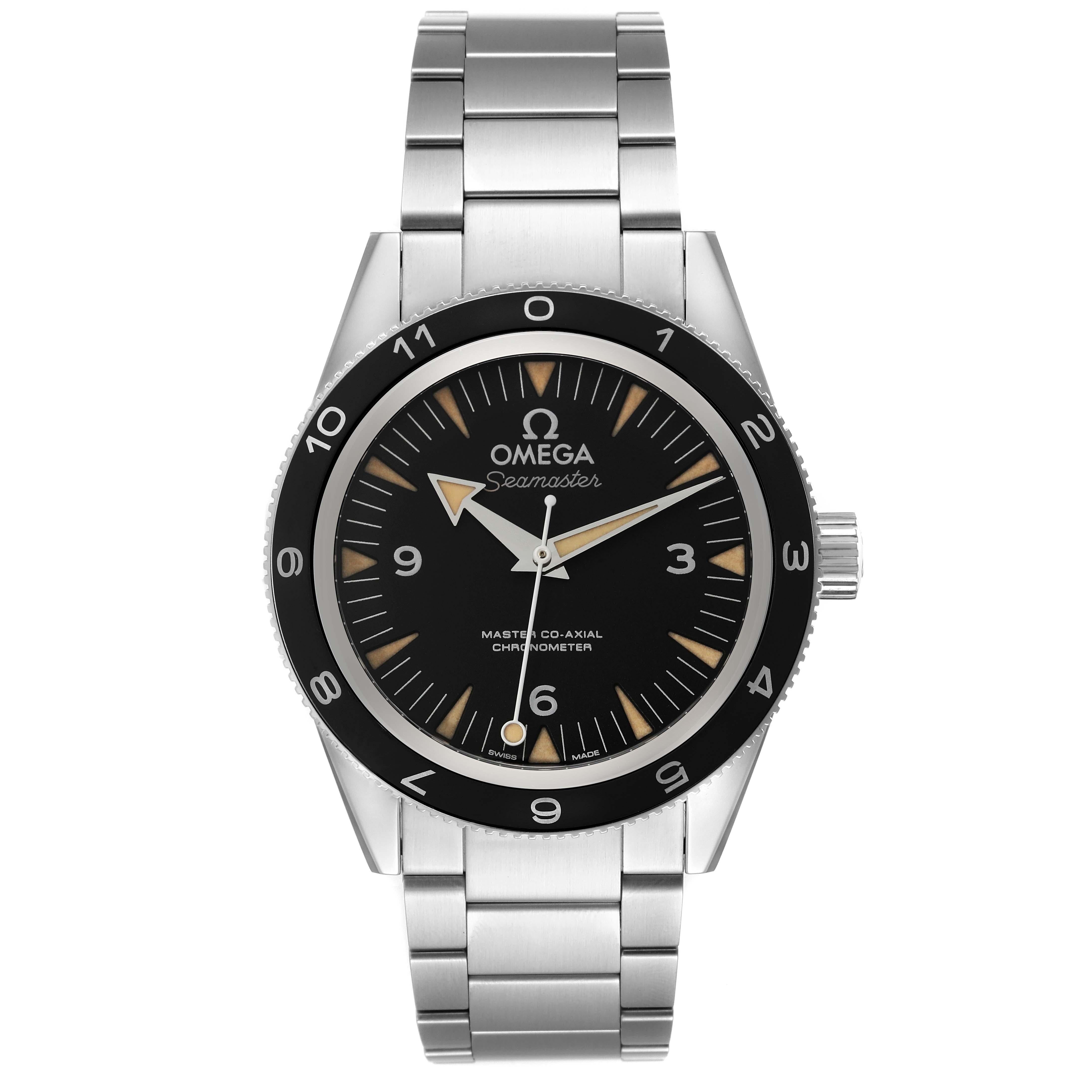 Omega Seamaster 300 Spectre LE Steel Mens Watch 233.32.41.21.01.001 Box Card. Automatic self-winding movement with Co-Axial escapement. Resistant to magnetic fields greater than 15,000 gauss. Free sprung-balance with silicon balance spring, two